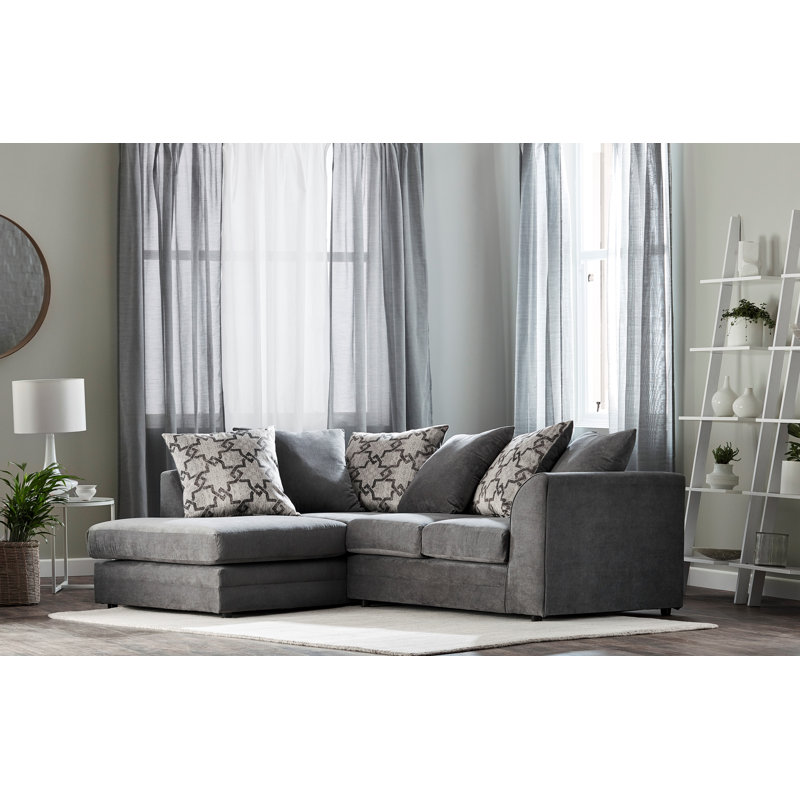 Arabella 3 Piece Chenille Standard Living Room Set, Left Hand Facing, Pewter