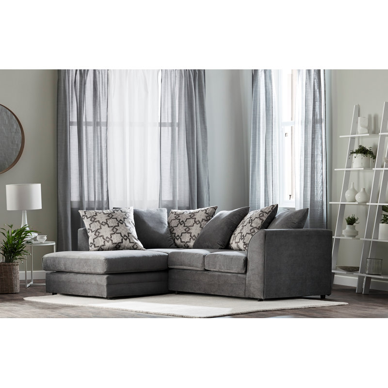 Arabella 4 Seater Chenille Corner Sofa, Left Hand Facing, Grey