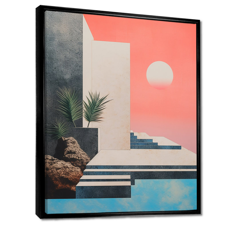 Minimal Collage Modernist Architecture - Abstract Landscape, reproduction d'art mural, Cadre flottant noir, H 20 po x l 12 po