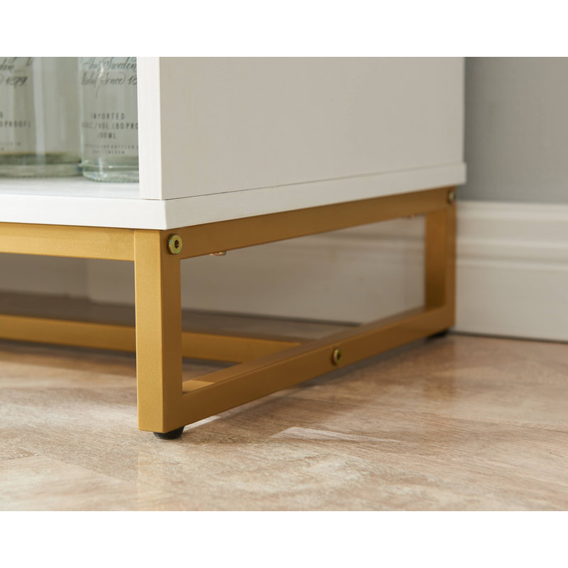 Bar avec rangement pour bouteilles de vin Wakeland, Blanc