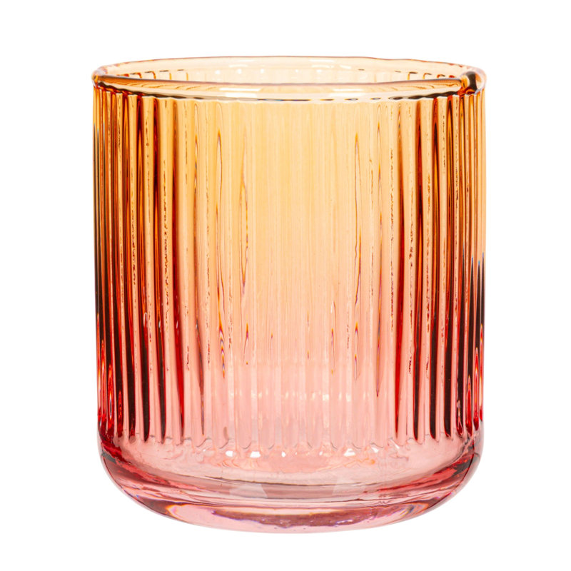Ribbed Glassware Set Handblown Glass in Pink and