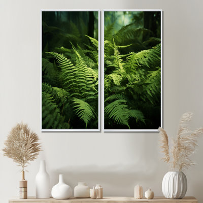 «Ferns Plant Enchanted Forest I», ensemble d'art mural sur toile verte