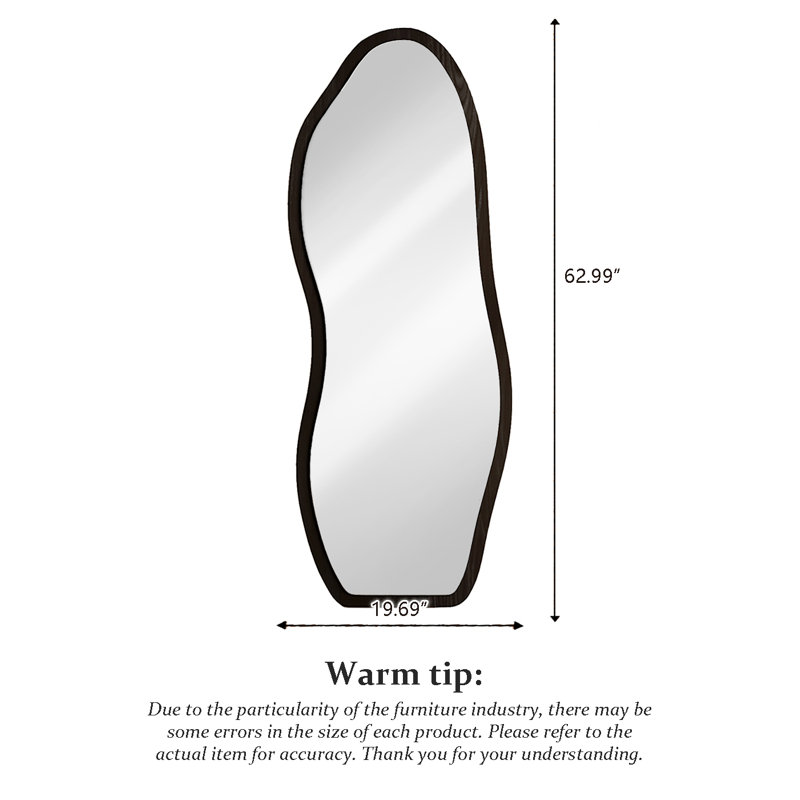 Miroir de plancher mural de style français rétro irrégulier avec vue sur toute la longueur, 62,99 po x 19,69 po