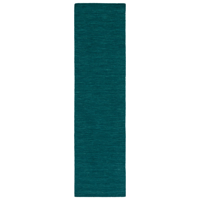 Kilim Hand Loomed Wool/Cotton Rug in Dark Green, Runner 2'3" x 9'