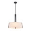 Luminaire suspendu conique en lin naturel à 3 lumières avec tiges réglables en noir mat