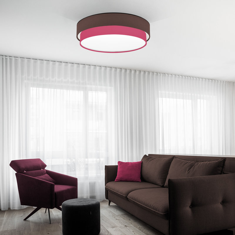 Avory Fabric Flush Mount, Brown / Dark Pink