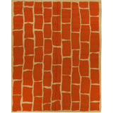 6x8 Yellow Flat Weave Wool Brickwork Motif Geometric Modern Contemporary Carpet Rug