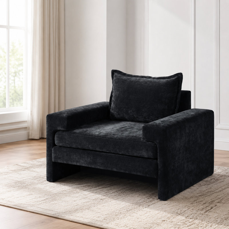 Fauteuil d'appoint rembourré avec accoudoirs larges Coussin épais et dossier ergonomique