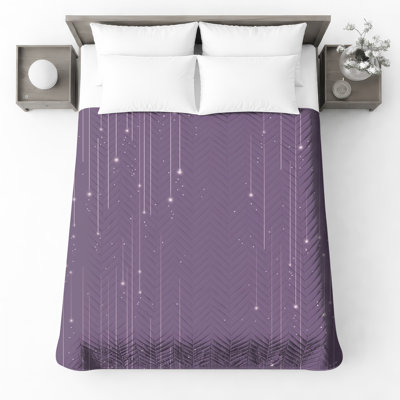 Purple Falling Stars Quilted Bedspread All Sizes