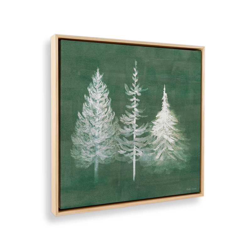 «Vintage Snowy Trees», reproduction sur toile encadrée, Encadrement brun, H 24,75 po x l 24,75 po x P 1,75 po