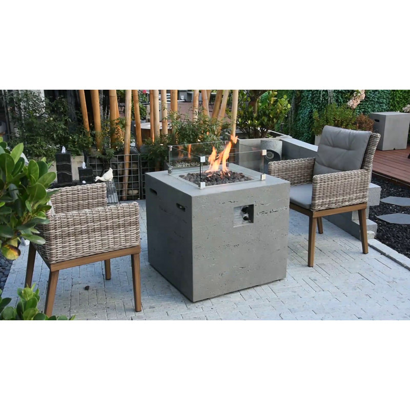 Dark Gray Concrete Gas Fire Pit Table