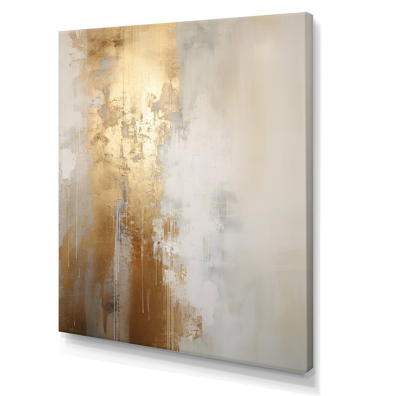 Art mural minimal, rivière et abstrait beige IV - aurores boréales, H 40 po x l 30 po, Toile tendue, Sans cadre