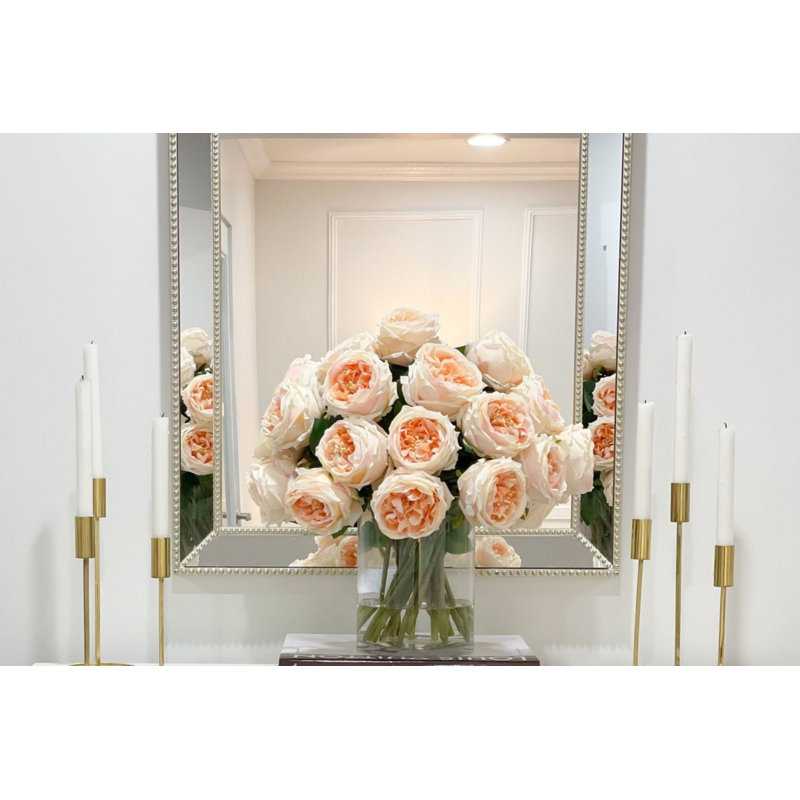 Large Real Touch Champagne Austin Rose Stems – Luxury Silk Roses For Home Décor