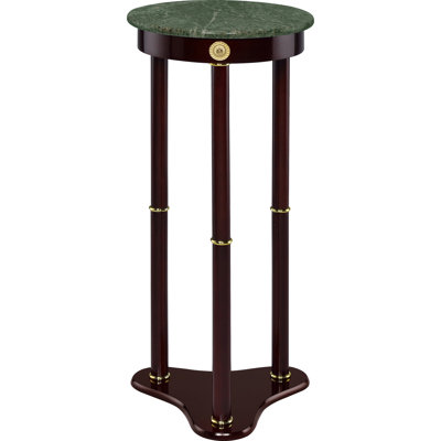 Table d'appoint d'appoint avec plateau rond - Présentez la grâce et la sophistication de vos plantes, d'une hauteur de 27,5 pouces, d'une profondeur de 12 pouces, d'une finition en bois franc asiatique de marbre pour la présentation des plantes ajoute de la verdure à la maison.