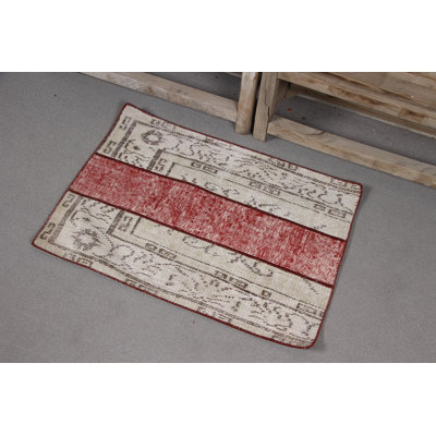 Tapis turc antique de conception antique en rouge et beige avec un motif Oushak pour le vestibule et la décoration intérieure
