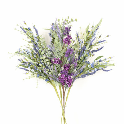 36" Artificial Berry Lavender Wildflower Floral Arrangement For Vase Filler, Farmhouse Greenery Foliage Branch Sprays Long Stem Floral Bulk Bouquet For Wedding Party Home Office Table Centerpiece Shelf Decorations