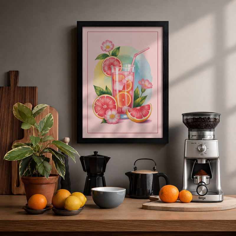 Summer Refreshment Modern - Framed Print, A1 - 84.1 x 59.4 cm, Black