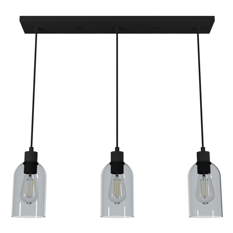 Lochemeade 3 Light Linear Cylinder Pendant, Natural Iron, Smoked