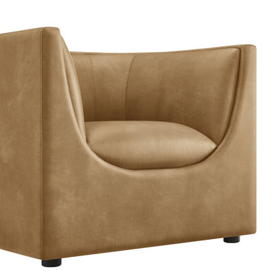 Dunkley Curved Back Vegan Leather Armchair In Toast