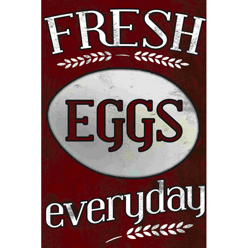 Fresh Eggs Everyday - Toile tendue, art textuel, H 18 po x l 12 po