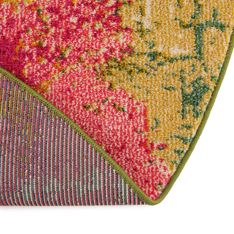 Tapis rose tissé à la machine Rizer, Rond 3 pi 3 po