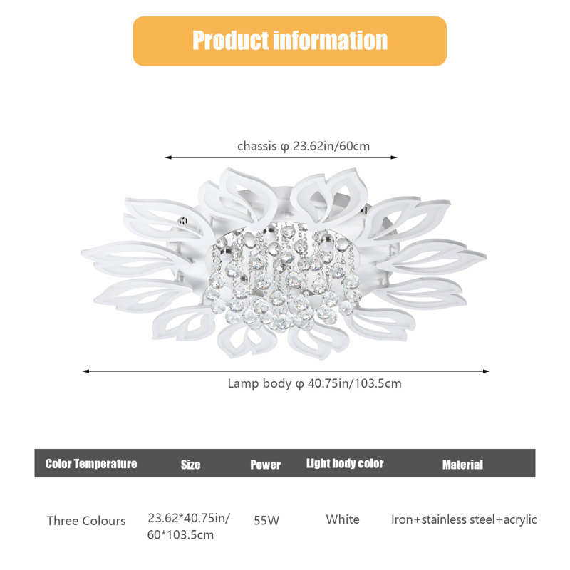 Izzabella 12 - Light 103cm Acrylic LED Dimmable Flush Mount, White