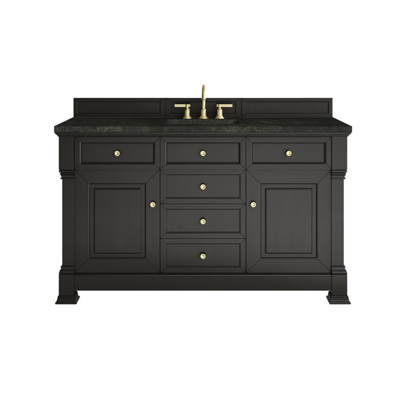Brookfield 48'' W Single Vanity, Widespread, Victorian Silver, Black Onyx