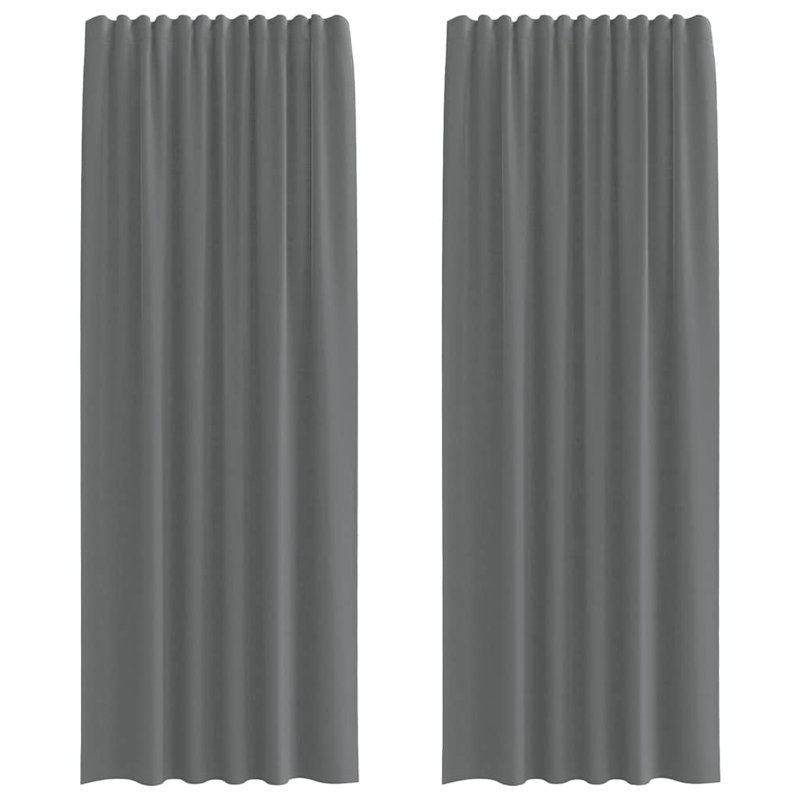 Voile Curtains With Tab Top 2 Pcs, Dark Grey, 140cm Width x 260cm Drop