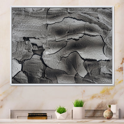 «Dried Cracked Wasteland Mon monochrome Surface II», reproduction sur toile flottante