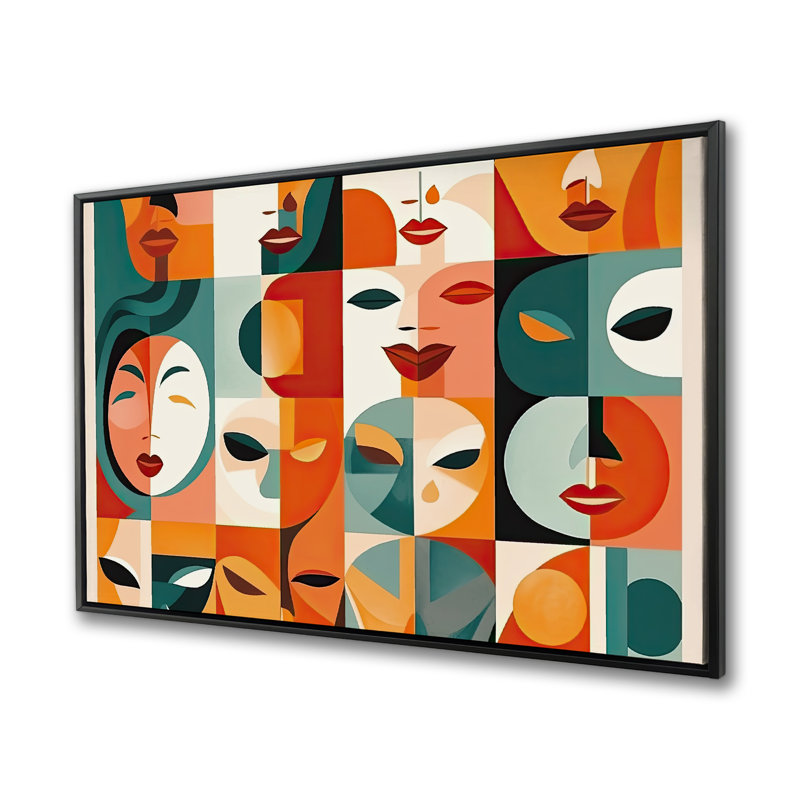 The Faces - Pattern Illustrative Framed Canvas | Home Decor