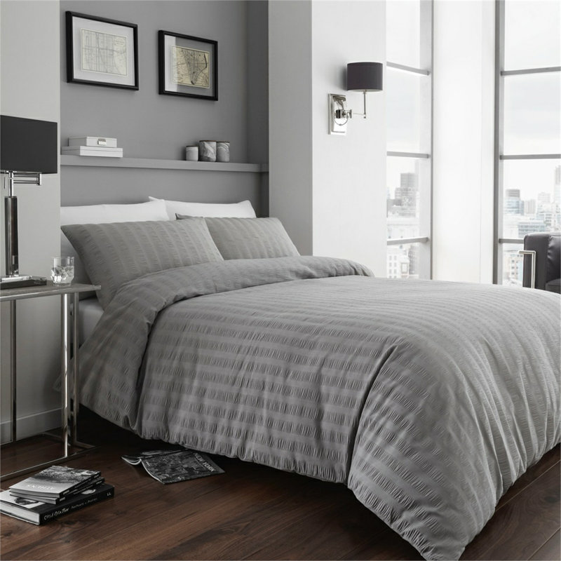 Signature 180 TC Duvet Cover Set, Grey, Double - 2 Standard Pillowcases