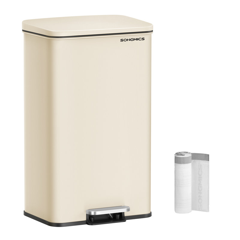 Ashaan Metal Step On Kitchen Trash Can - 40L, Ivory