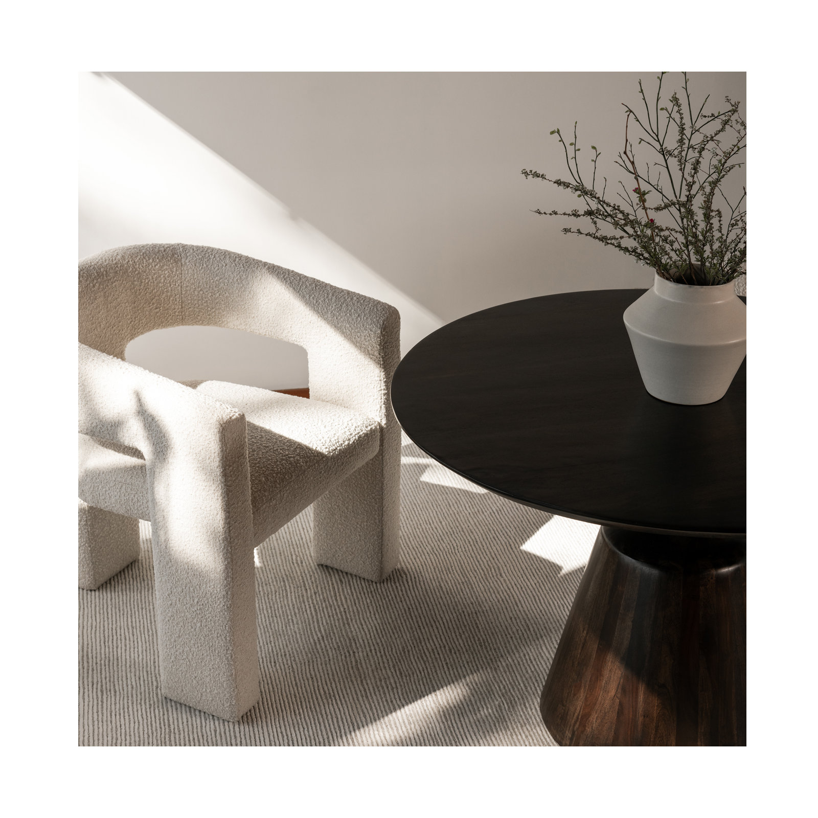 Verna Upholstered Barrel Chair, White Polyester Blend