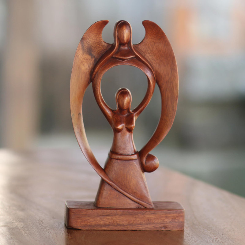 Figurine en bois femme et ange Langlie