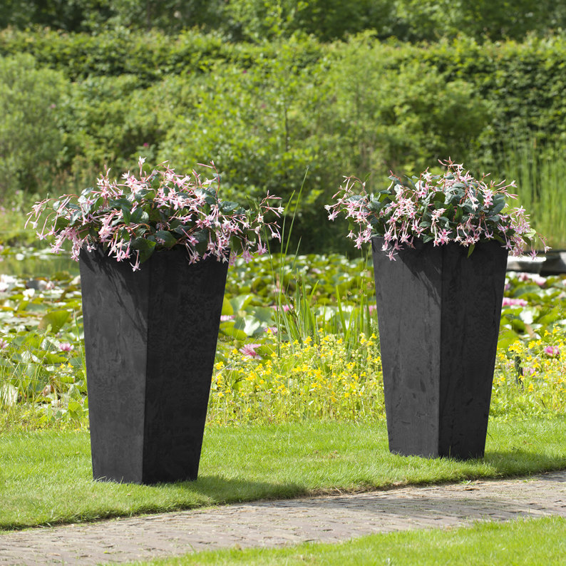 Ella Artstone Planter Vase, Black