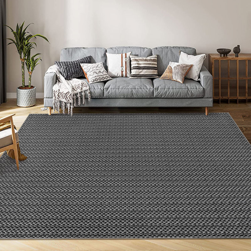 Modern Machine Washable Area Rug – Non-Slip, Low Pile, Soft Contemporary Woven Accent Carpet for Living Room, Bedroom, Office, Non-Shedding Indoor Door Mat