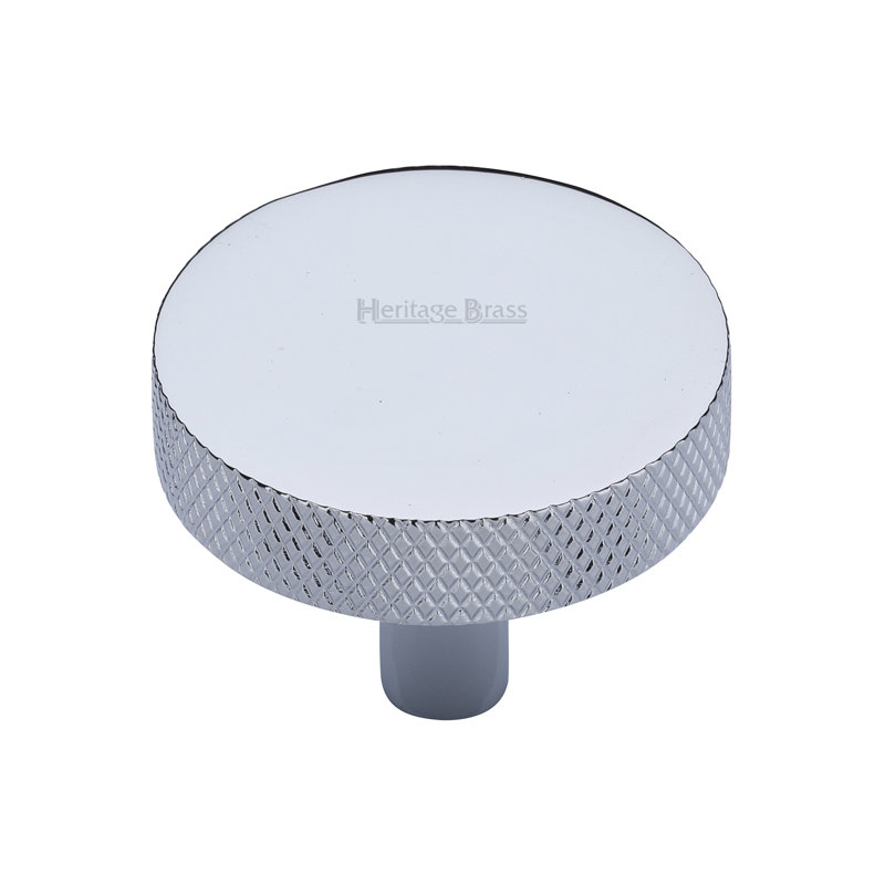 Heritage Brass Signac Heritage Cabinet Knob Knurled Disc Design, Polished Chrome, 2.9cm H x 3.8cm W x 3.8cm D