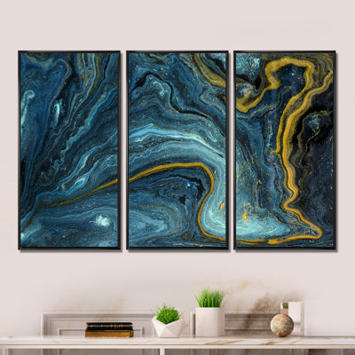 Agathe Ripple Golden Rivers - reproduction de cadre photo sur toile 3 pièces