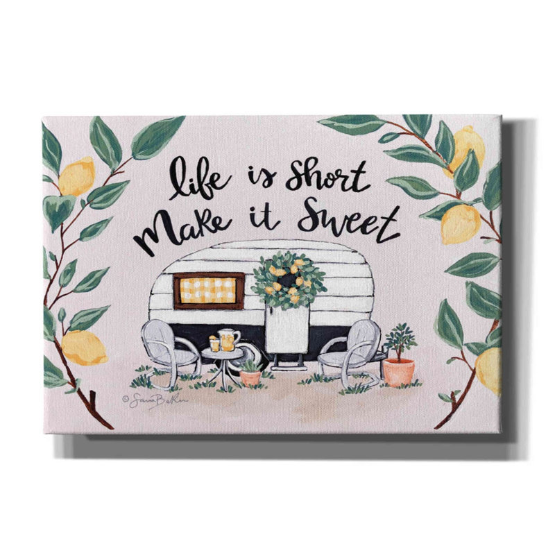 «Make It Sweet Vintage Camper» par Sara Baker, toile, art mural, H 18 po x l 26 po x P 0,75 po