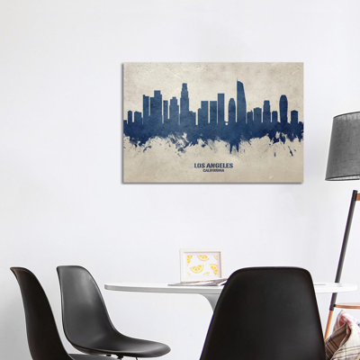 Los Angeles California Skyline Concrete by Michael Tompsett - 1 Piece Wrapped Canvas Painting