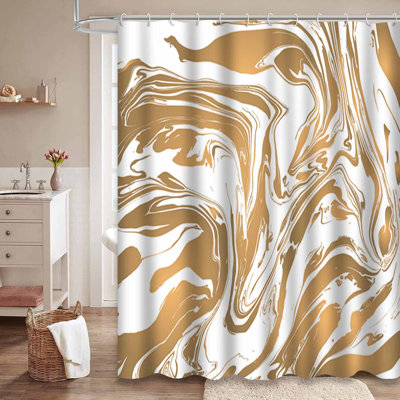 Rideau de douche aquarelle marbré abstrait avec 12 crochets