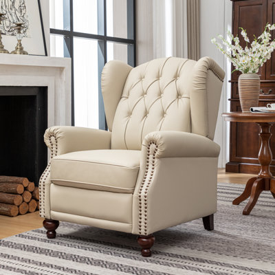 Almantas 31.5" W Genuine Leather Push-Back Recliner