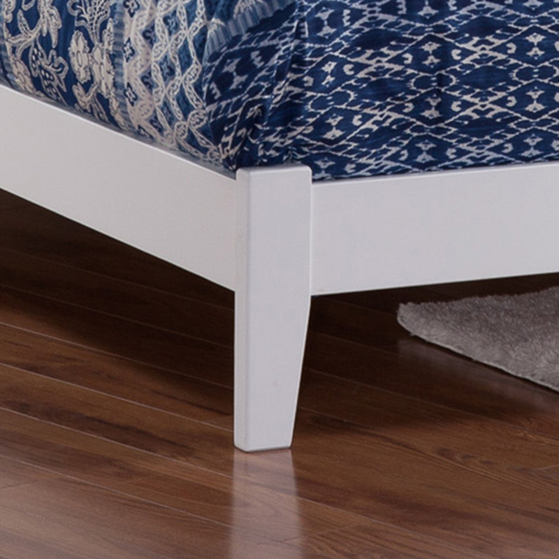 Lit plateforme en bois massif à profil bas Nantucket, Double, White