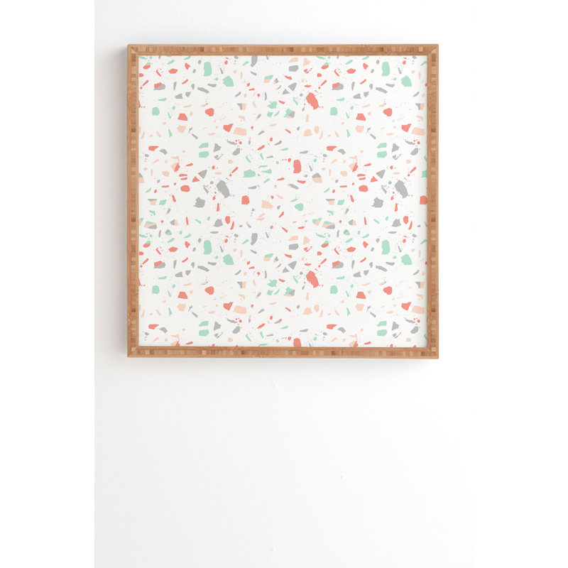 « pastel terrazzo », impression, H 20 po x l 20 po x P 2 po, Armature en bambou, Pas de tapis