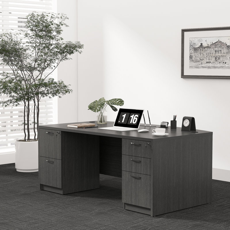  Parven Vertical Filing Executive Desk, Licorice