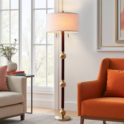 Lampe sur pied traditionnelle en bois 63,5 po 2 lumières