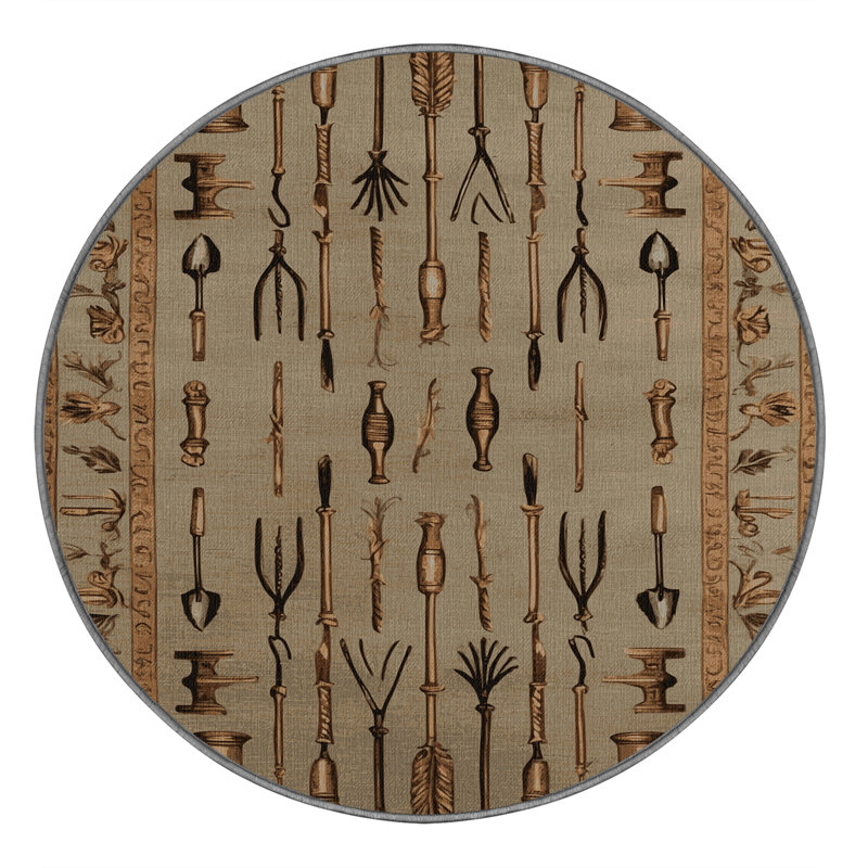 Machine Washable French Brown Area Rug, Round 6'