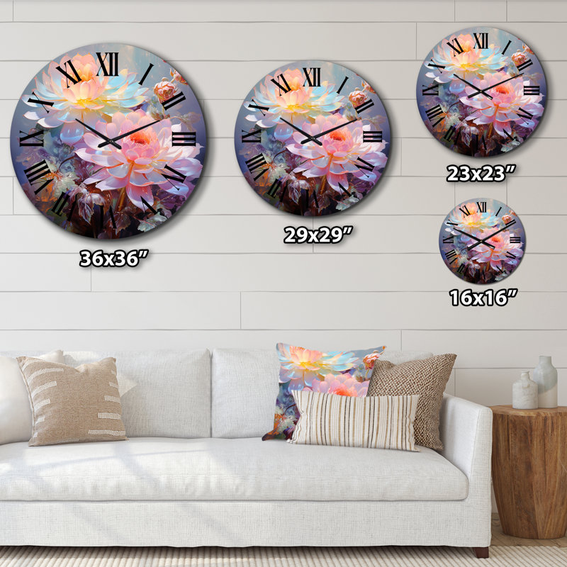 Horloge murale délicate et florale, Très grand
