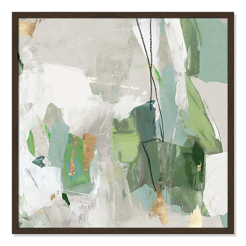 «Enchanted Emerald II» par Tom Reeves, H 27,5 po x l 27,5 po x P 0,75 po, Noyer avec cadre fin
