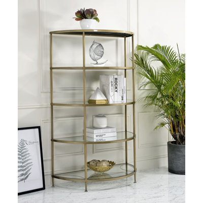 Élégant support à 5 niveaux en miroir avec une conception en demi-cercle, parfait pour les solutions de rangement modernes et élégantes.
